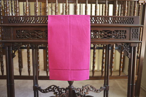 Pink Peacock colored Hemstitch Guest Towels 14"x22". Each - Click Image to Close